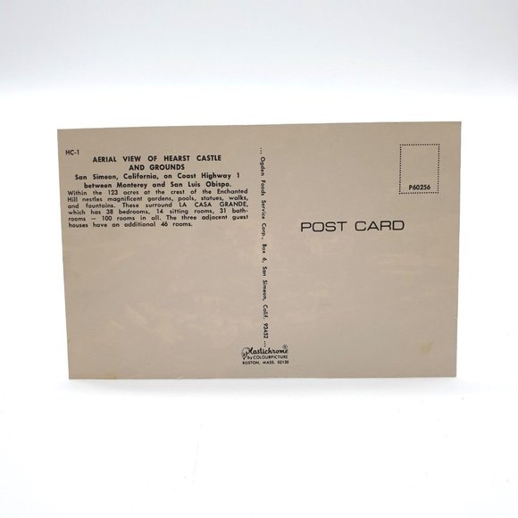 Vintage Postcard Hearst Castle Grounds Aerial View San Simeon California Hwy 1 - Picture 2 of 2